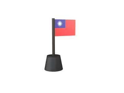 Cartoon Taiwan Flag v2 001 Low-poly 3D model