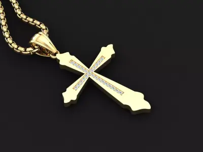 High Cross Pendant Light Gold 18K 3CP009 3D print model