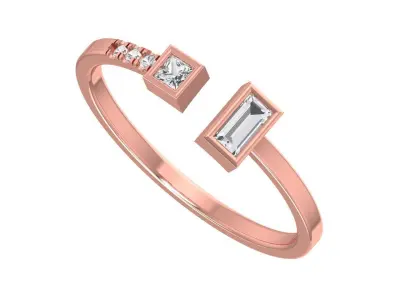 Women Light Weight Princess Baguette stone Band Ring 3D print model