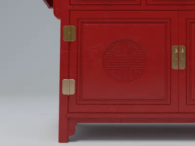 RED LACQUER ALTAR CABINET 3D model
