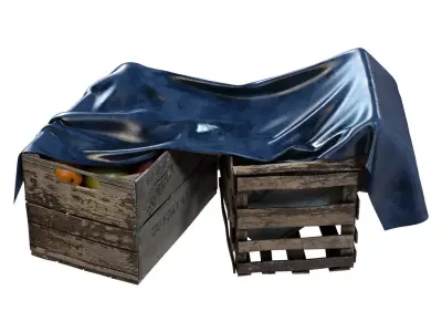 Crates Cargo Tented Low-poly 3D model