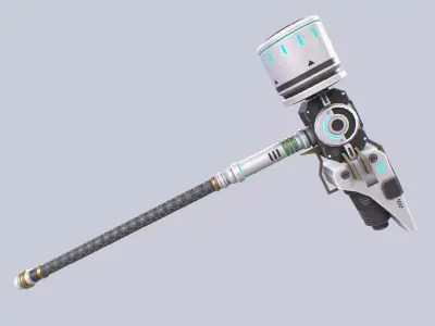 Scifi hammer Low-poly 3D model