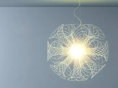 Vita pendant light made of wires in shape of flower 3D model