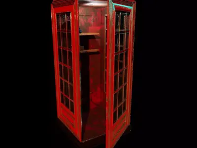 Old British Telephone Booth  PBR Game Ready Low-poly 3D model