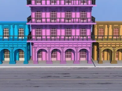 road city houses Low-poly 3D model