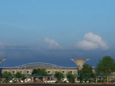 Sustainable Urban Plaza Low-poly 3D model