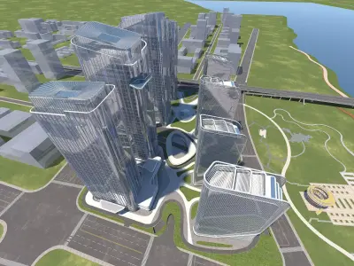 Modern architecture  high-rise buildings 3D model