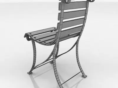 chair wooden slatted Free low-poly 3D model