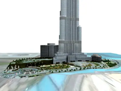 Burj Khalifa Dubai Low-poly 3D model