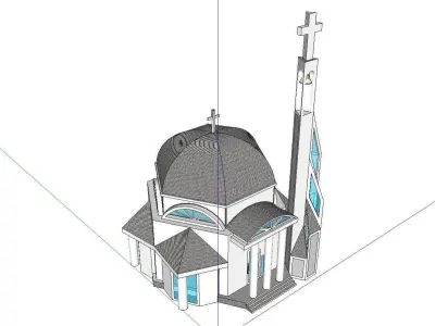 Architecture-Religion-God-Culture-Temple-069 church with cros... 3D model