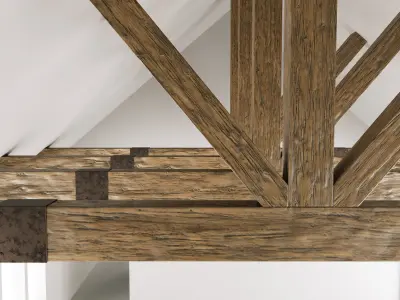 Wooden ceiling beams for barn 3D model