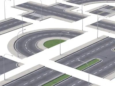 Lowpoly 3D Road Pack Low-poly 3D model