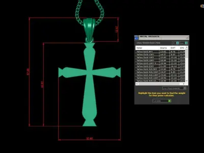 Light Gold 18K Cross Pendant 2CP035 3D print model