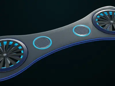 Sci Fi Hoverboard 3 All PBR Unity UE Textures Included Low-poly 3D model