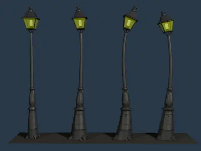 Streetlamp four street lamps 3D model