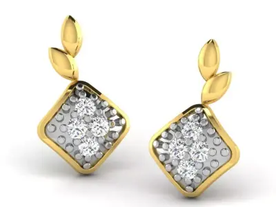 Gold Diamond Women Earring 3D print Model 3D print model 153