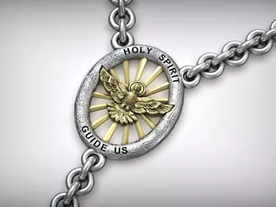 Holy Spirit Pigeon Light Pendant Rosary  3D print model