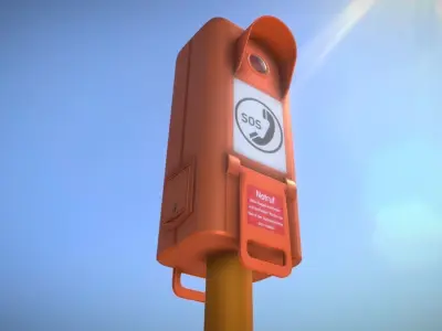 Emergency Call Box Low-poly 3D model
