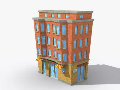 Cartoon Building x27 Low-poly 3D model