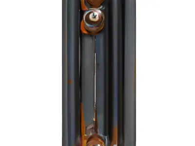 Vintage Rusty Cast Iron Radiator Low-poly 3D model