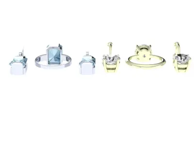 Ring boutique Rectangular and Round set 3D print model