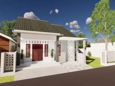 1 Floor Minimalist Modern House Design Full Interior 3D model