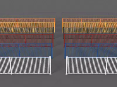 PBR Metal Fence 6 Low-poly 3D model