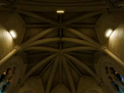 Chapel sandstone in dirty look  with stained glass Low-poly 3D model