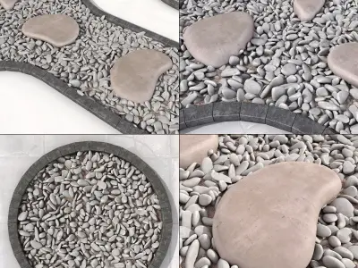 Stone plate pabble road n1 3D model