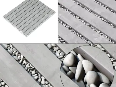 Paving road long plate pabble n2 3D model