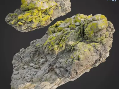 3d scanned rock cliff P 3D model