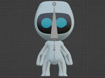 Cute Android Robot Character Game Ready Rigged and Animated Low-poly 3D model