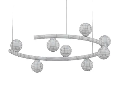 IMERENSE gold chandelier with balls hanging from it 3D model