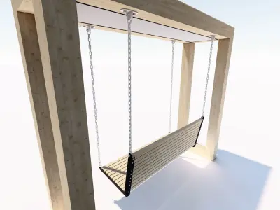 Wooden swing with lighting 3D model