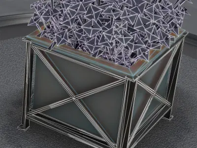 City Flower Pot with Blue Flowers - Object 5 Low-poly 3D model