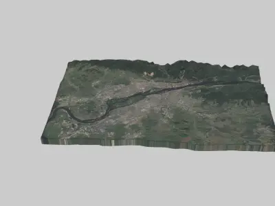 Krasnoyarsk City Low-poly 3D model