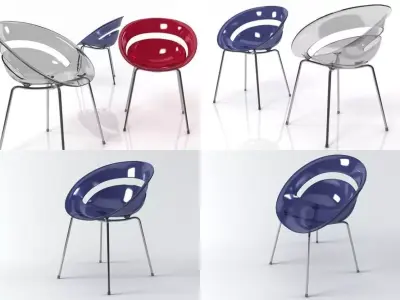 Tina four different chairs 3D model