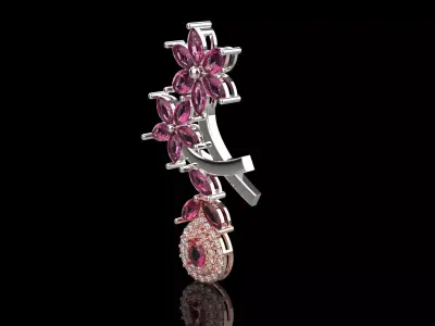 Stl 3dm Pendant Ruby Diamond Flowers in the Hands of Art jp0317 3D print model