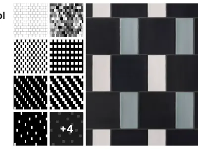 Subway and Square Tiles in Staggered Layout Texture