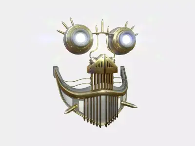 Steampunk Mask A04 White Gold - SciFi Character Design Low-poly 3D model