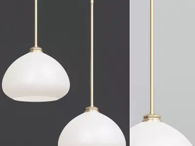 Amonte 1 Light Satin Gold Pendant with Matte Opal Glass Shade 3D model