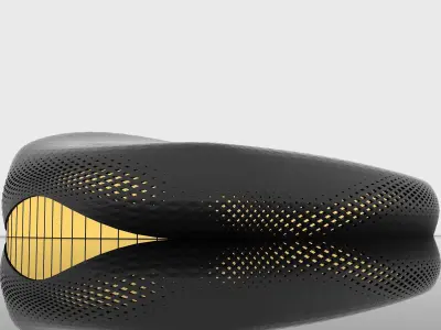 Organic architectural building with parametric openings Low-poly 3D model