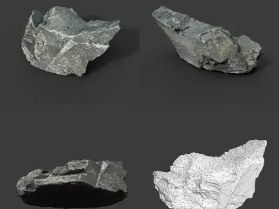 Gray Sharp Rock 220819 Photogrammetry - Ultra HD 16K Textures Low-poly 3D model