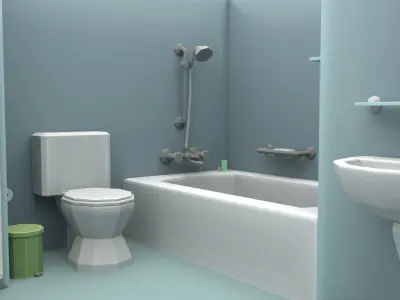Cartoon Bathroom Low-poly 3D model