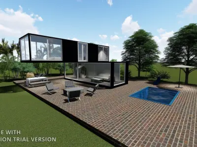 Ddublex t shape house 3D model