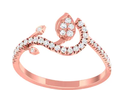 Diamond light gold ring 3D print model 3