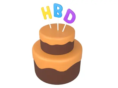 Birthday Cake v1 005 Low-poly 3D model
