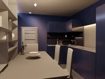 Interior smal flat with panoramic windows 3D model