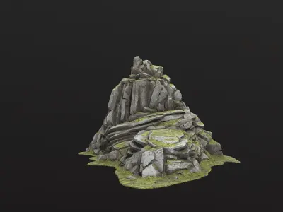 Rock Island mountains 2  Low-poly 3D model