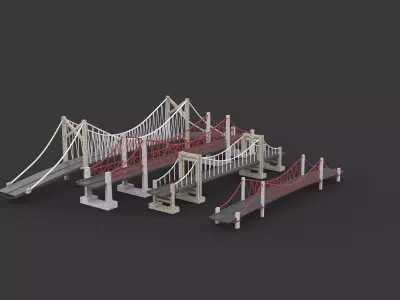 Suspension Bridge set 3D model